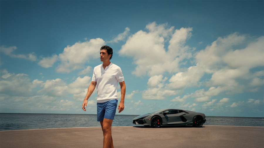 Lamborghini e Orlebar Brown levam o design automotivo às areias de Miami